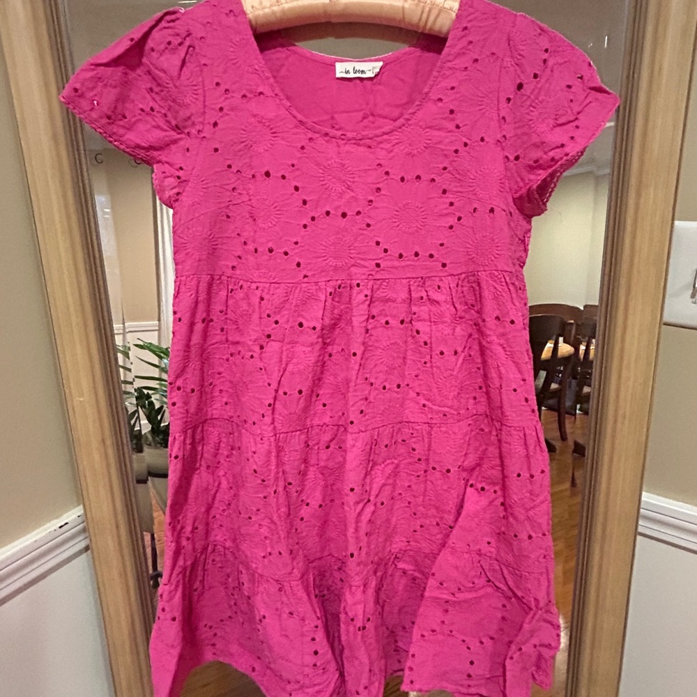 In Bloom Bright Pink Eyelet Cotton Tunic